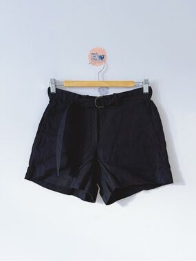Babaton Aritzia Linen Viscose Belted Cargo Shorts Black Sz XS High Rise Pants
